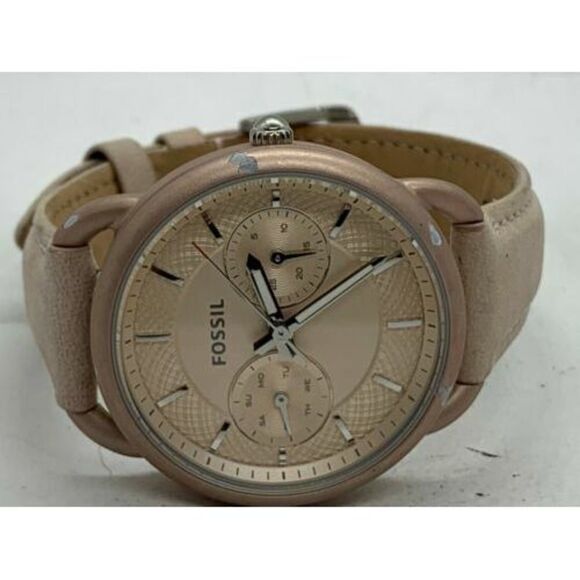 Fossil ES4174 Women's Watch Pink Leather Band Blush Analog Multi Function D853 - Picture 6 of 9
